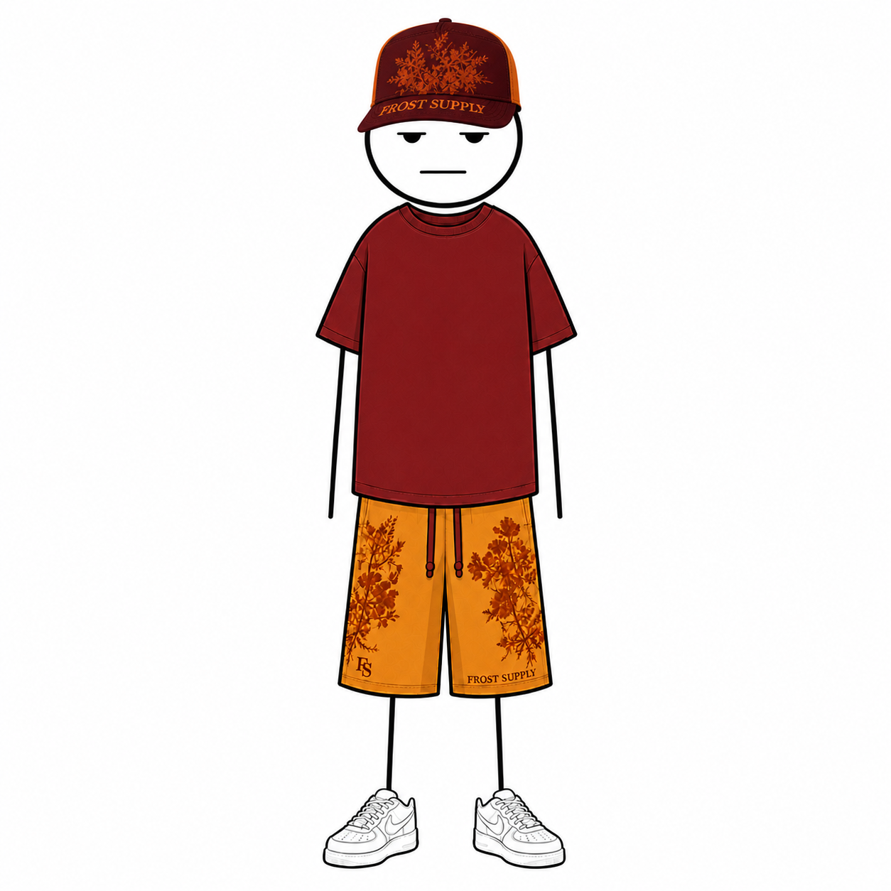 Ventic Archive Shorts shown on a tall Ventic Supply stick figure